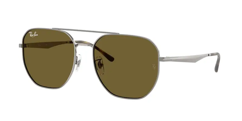 Ray - Ban Unisex RB3724D 004/73 Occhiali da sole Metallo Grigio Marrone Geometrica Normale