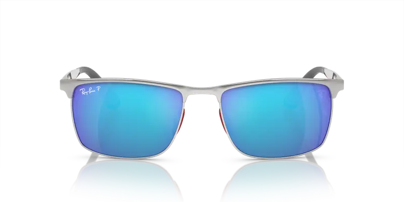 Ray - Ban Unisex RB3726M F007A1 Occhiali da sole Metallo Argento Blu Squadrata Polarizzata Specchiato miniatura 2