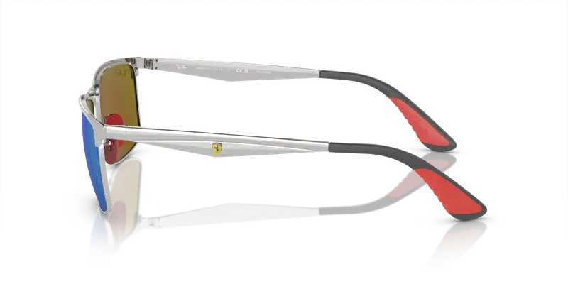 Ray - Ban Unisex RB3726M F007A1 Occhiali da sole Metallo Argento Blu Squadrata Polarizzata Specchiato miniatura 3