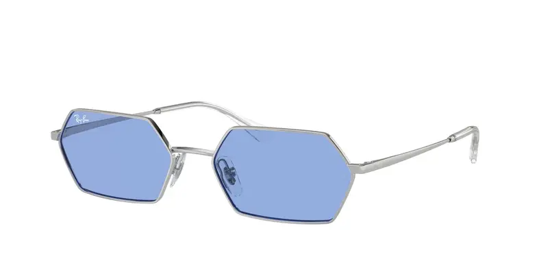 Ray - Ban Unisex RB3728 YEVI 003/80 Occhiali da sole Metallo Argento Blu Geometrica Normale