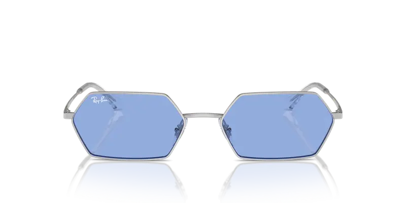 Ray - Ban Unisex RB3728 YEVI 003/80 Occhiali da sole Metallo Argento Blu Geometrica Normale miniatura 2
