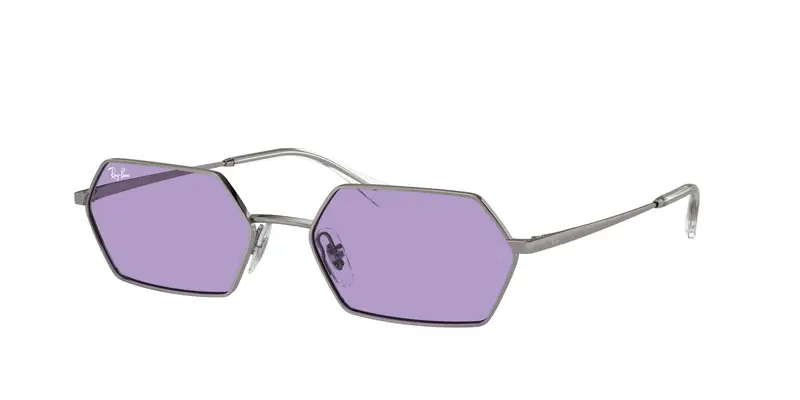 Ray - Ban Unisex RB3728 YEVI 004/1A Occhiali da sole Metallo Grigio Viola Geometrica Normale
