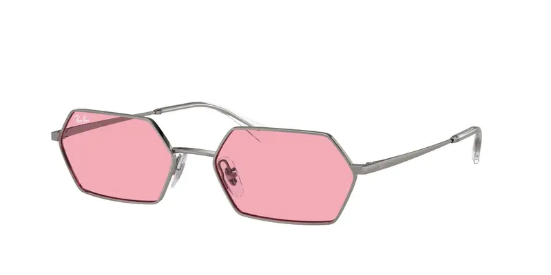 Ray - Ban Unisex RB3728 YEVI 004/84 Occhiali da sole Metallo Grigio Rosa Geometrica Normale