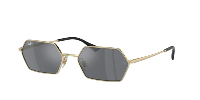 Ray - Ban Unisex RB3728 YEVI 92136V Occhiali da sole Metallo Oro Grigio Geometrica Normale Specchiato