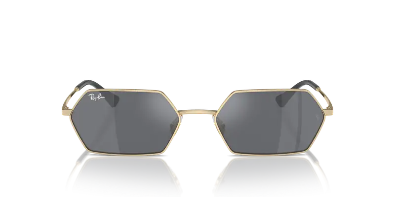 Ray - Ban Unisex RB3728 YEVI 92136V Occhiali da sole Metallo Oro Grigio Geometrica Normale Specchiato miniatura 2