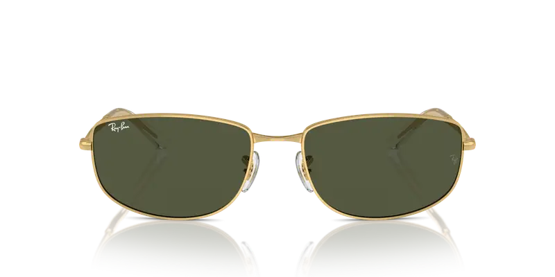 Ray - Ban Unisex RB3732 001/31 Occhiali da sole Metallo Oro Verde Geometrica Normale miniatura 2