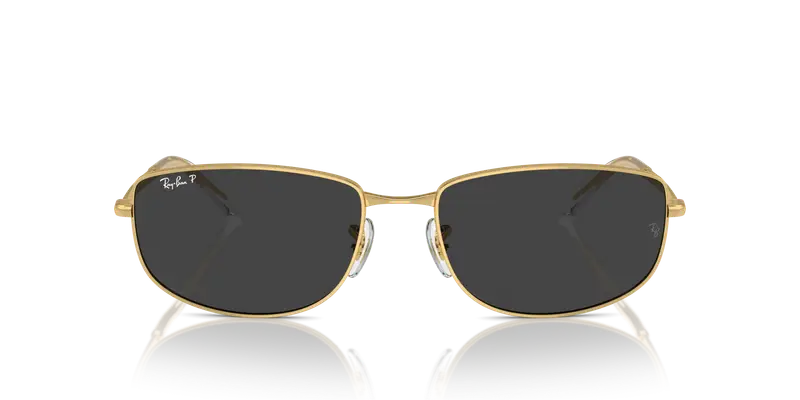 Ray - Ban Unisex RB3732 001/48 Occhiali da sole Metallo Oro Nero Geometrica Polarizzata Antiriflesso miniatura 2