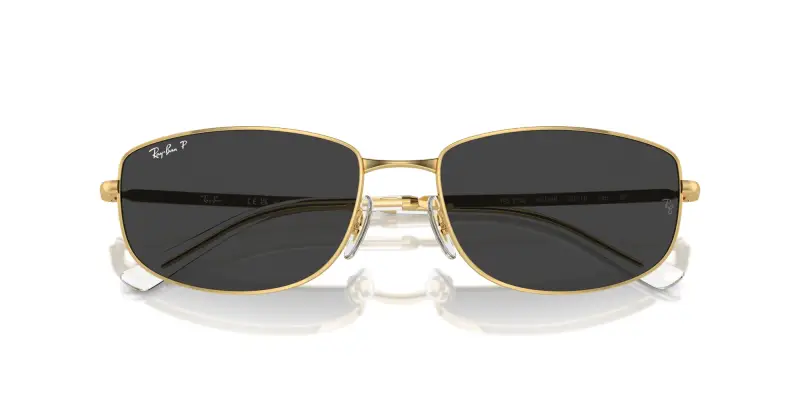 Unisex RB3732 001/48 Occhiali da sole Metallo Oro Nero Geometrica Polarizzata Antiriflesso miniatura 2