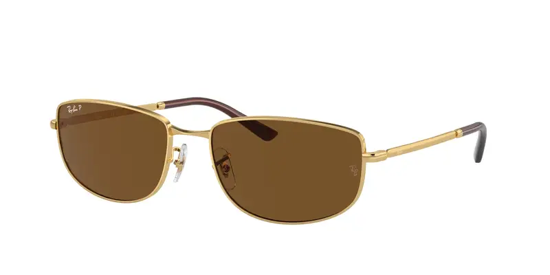 Ray - Ban Unisex RB3732  001/57 Occhiali da sole Metallo Oro Marrone Geometrica Polarizzata Antiriflesso