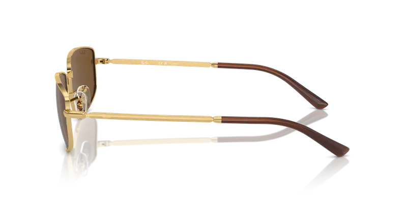 Ray - Ban Unisex RB3732 001/57 Occhiali da sole Metallo Oro Marrone Geometrica Polarizzata Antiriflesso miniatura 3