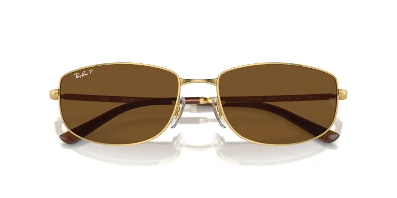 Unisex RB3732 001/57 Occhiali da sole Metallo Oro Marrone Geometrica Polarizzata Antiriflesso miniatura 2