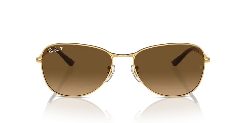 Ray - Ban Unisex RB3733 001/M2 Occhiali da sole Metallo Oro Marrone Pilot Polarizzata Sfumato miniatura 2