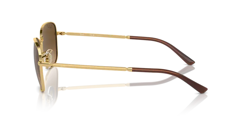 Ray - Ban Unisex RB3733 001/M2 Occhiali da sole Metallo Oro Marrone Pilot Polarizzata Sfumato miniatura 3