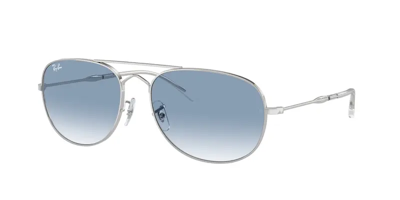 Ray - Ban Unisex RB3735 BAIN BRIDGE 003/3F Occhiali da sole Metallo Argento Blu Pilot Normale Sfumato