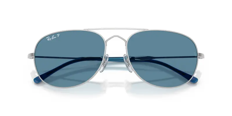 Unisex RB3735 BAIN BRIDGE 003/S2 Occhiali da sole Metallo Argento Blu Pilot Polarizzata miniatura 2