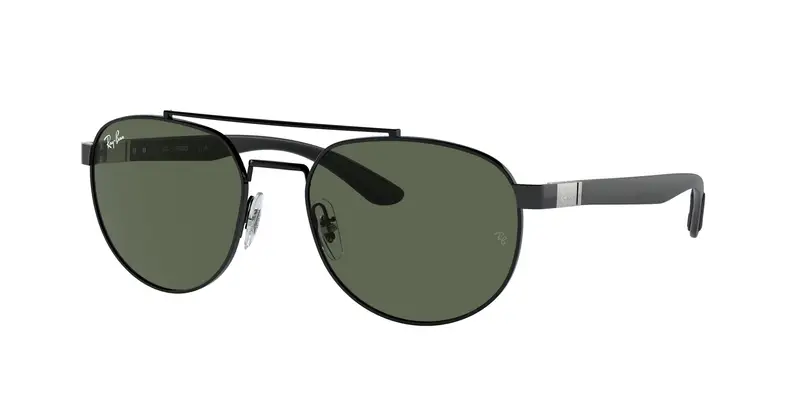 Ray - Ban Unisex RB3736  002/71 Occhiali da sole Metallo Nero Verde Geometrica Normale