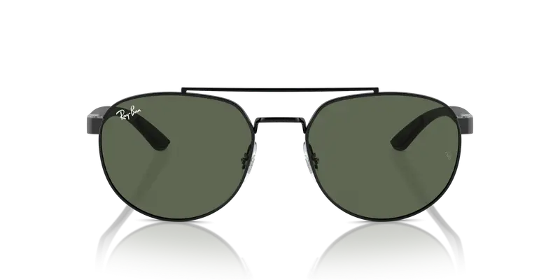 Ray - Ban Unisex RB3736 002/71 Occhiali da sole Metallo Nero Verde Geometrica Normale miniatura 2