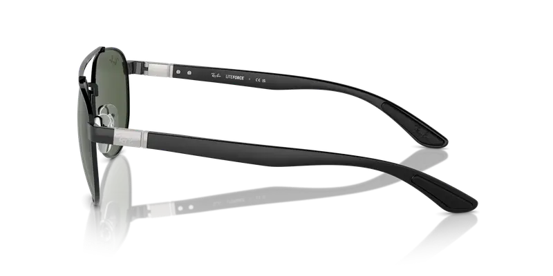 Ray - Ban Unisex RB3736 002/71 Occhiali da sole Metallo Nero Verde Geometrica Normale miniatura 3