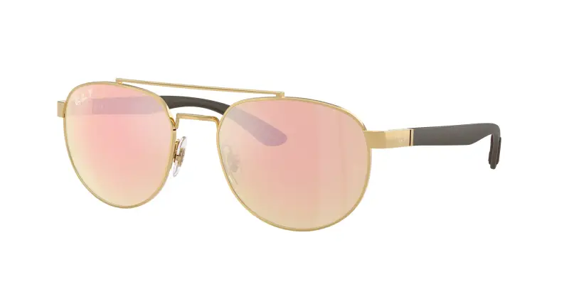 Unisex RB3736CH 001/I0 Occhiali da sole Metallo Oro Arancione Geometrica Polarizzata Specchiato