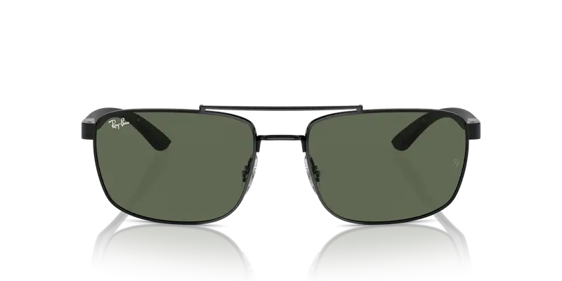 Ray - Ban Unisex RB3737 002/71 Occhiali da sole Metallo Nero Verde Squadrata Normale miniatura 2