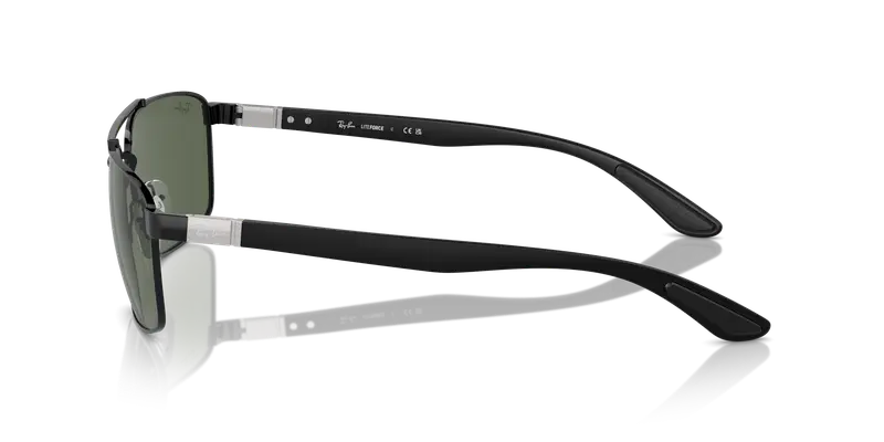 Ray - Ban Unisex RB3737 002/71 Occhiali da sole Metallo Nero Verde Squadrata Normale miniatura 3