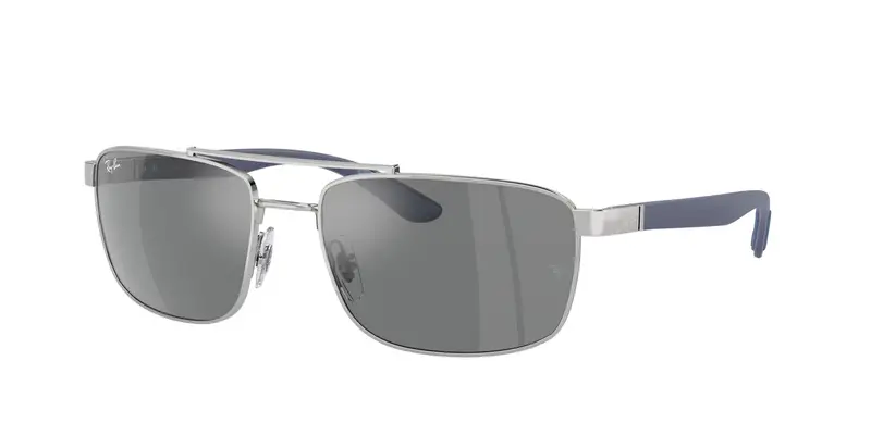 Ray - Ban Unisex RB3737  003/6G Occhiali da sole Metallo Argento Grigio Squadrata Normale Specchiato