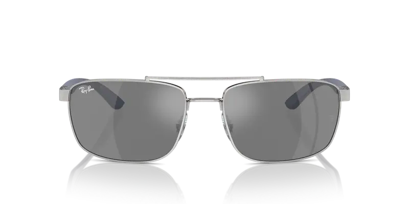 Ray - Ban Unisex RB3737 003/6G Occhiali da sole Metallo Argento Grigio Squadrata Normale Specchiato miniatura 2