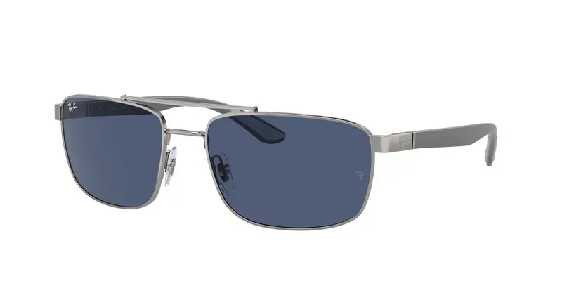 Ray - Ban Unisex RB3737  004/80 Occhiali da sole Metallo Grigio Blu Squadrata Normale