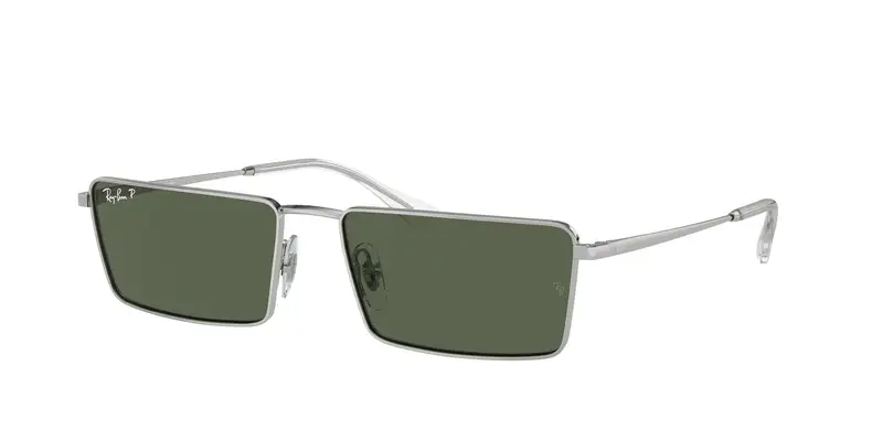 Ray - Ban Unisex RB3741 EMY 003/9A Occhiali da sole Metallo Argento Verde Squadrata Polarizzata