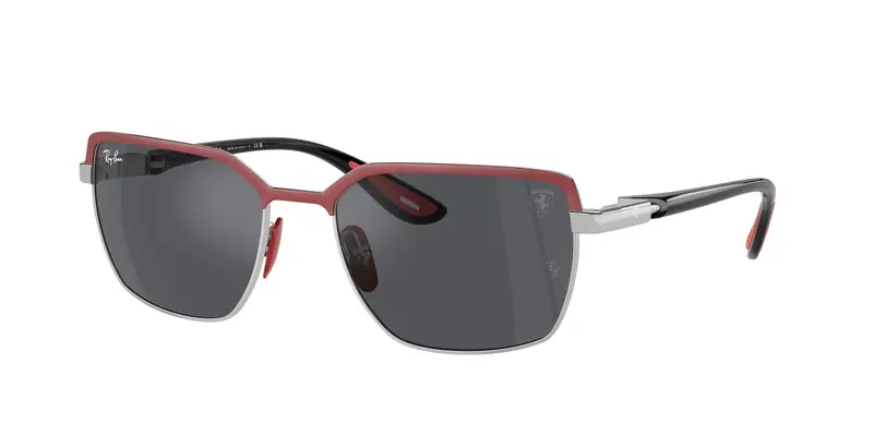 Ray - Ban Unisex RB3743M F10087 Occhiali da sole Acciaio Rosso Grigio Squadrata Normale