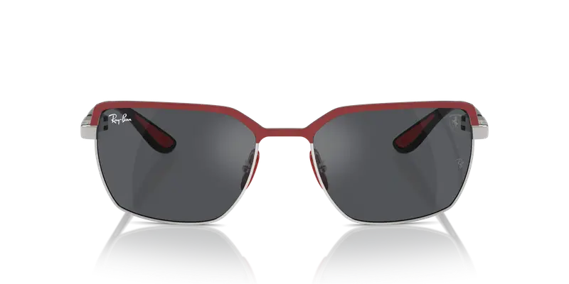 Ray - Ban Unisex RB3743M F10087 Occhiali da sole Acciaio Rosso Grigio Squadrata Normale miniatura 2