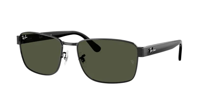 Ray - Ban Unisex RB3750 002/31 Occhiali da sole Metallo Nero Verde G15 Squadrata Normale
