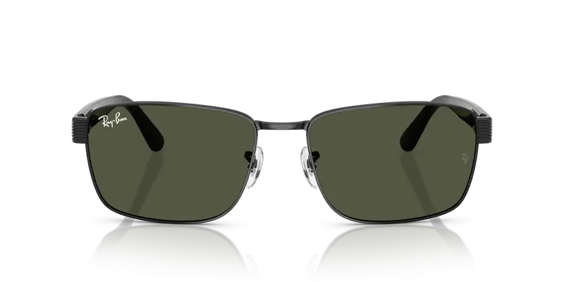 Ray - Ban Unisex RB3750 002/31 Occhiali da sole Metallo Nero Verde G15 Squadrata Normale miniatura 2