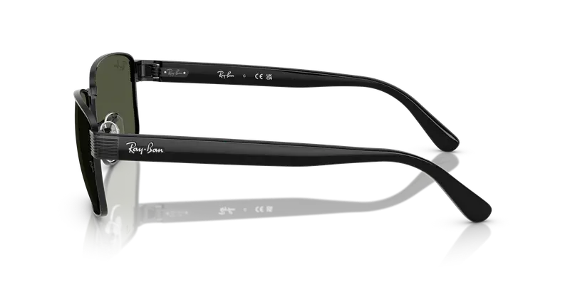 Ray - Ban Unisex RB3750 002/31 Occhiali da sole Metallo Nero Verde G15 Squadrata Normale miniatura 3