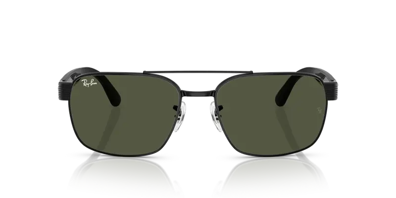 Ray - Ban Unisex RB3751 002/31 Occhiali da sole Metallo Nero Verde G15 Squadrata Normale miniatura 2