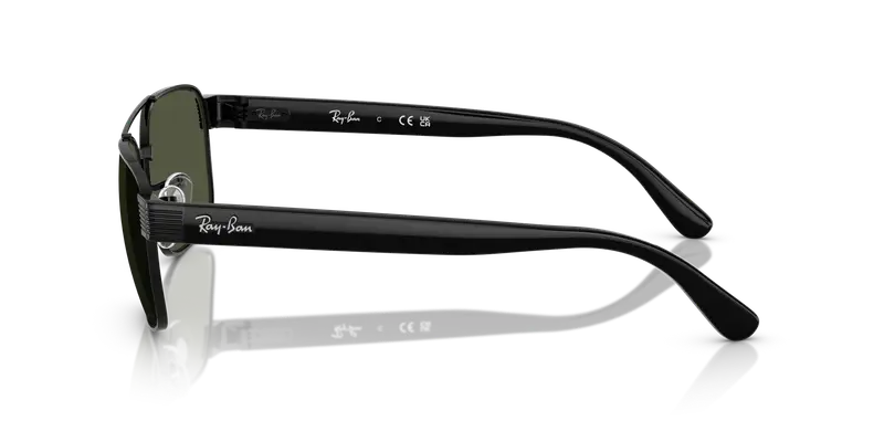 Ray - Ban Unisex RB3751 002/31 Occhiali da sole Metallo Nero Verde G15 Squadrata Normale miniatura 3