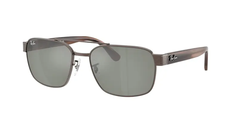 Ray - Ban Unisex RB3751  925940 Occhiali da sole Metallo Bronzo Verde Squadrata Specchiate