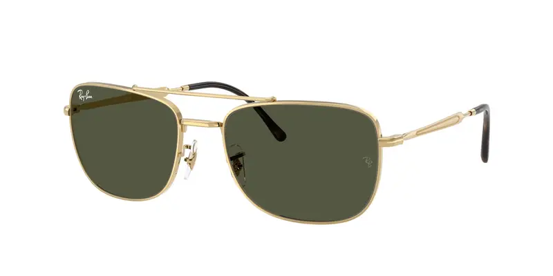 Ray - Ban Unisex RB3755 001/31 Occhiali da sole Metallo Oro Verde Squadrata Normale