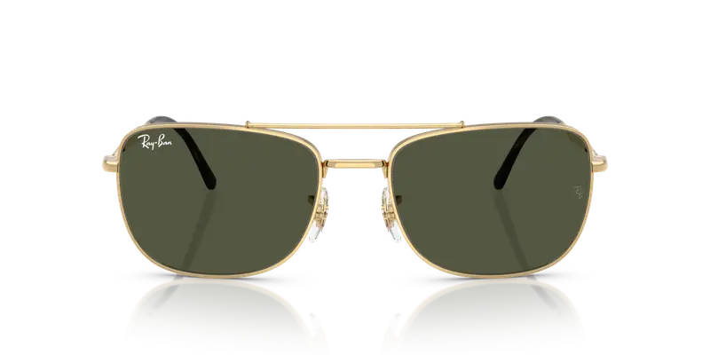 Ray - Ban Unisex RB3755 001/31 Occhiali da sole Metallo Oro Verde Squadrata Normale miniatura 2
