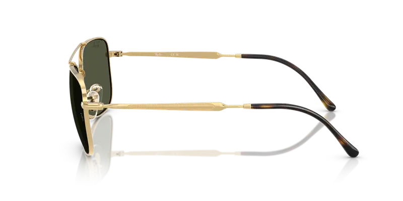 Ray - Ban Unisex RB3755 001/31 Occhiali da sole Metallo Oro Verde Squadrata Normale miniatura 3