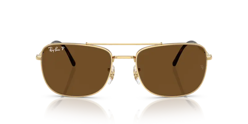 Ray - Ban Unisex RB3755 001/57 Occhiali da sole Metallo Oro Marrone Squadrata Polarizzata miniatura 2