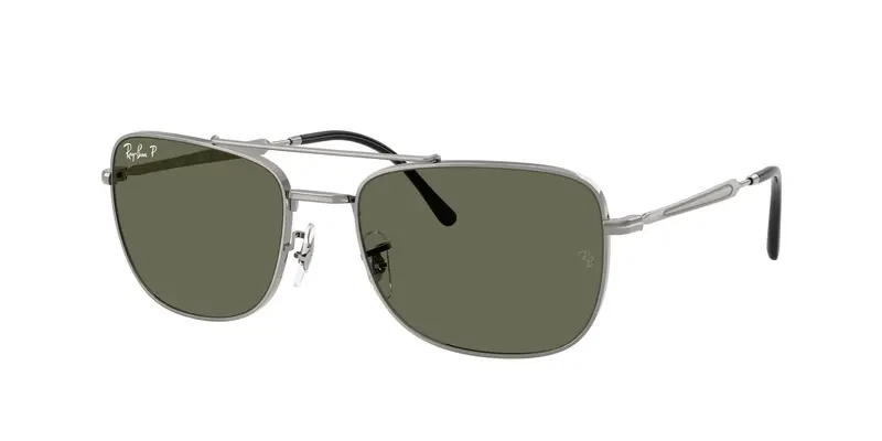 Ray - Ban Unisex RB3755 004/58 Occhiali da sole Metallo Grigio Verde Squadrata Polarizzata