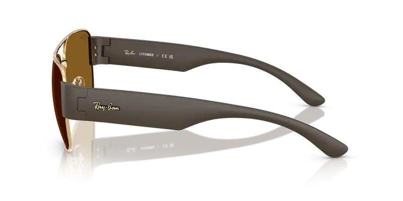 Ray - Ban Unisex RB3756 001/33 Occhiali da sole Metallo Oro Marrone Squadrata Normale miniatura 3