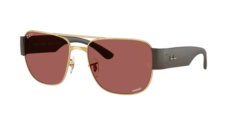 Ray - Ban Unisex RB3756CH  001/AL Occhiali da sole Metallo Oro Viola Squadrata Polarizzata