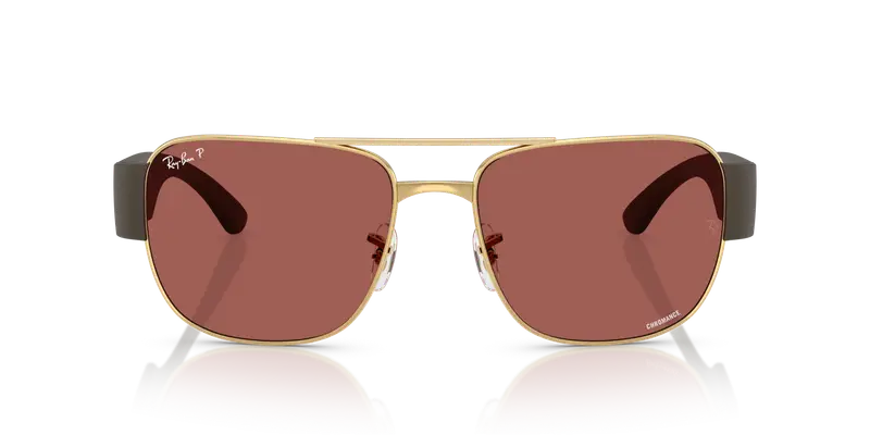 Ray - Ban Unisex RB3756CH 001/AL Occhiali da sole Metallo Oro Viola Squadrata Polarizzata miniatura 2