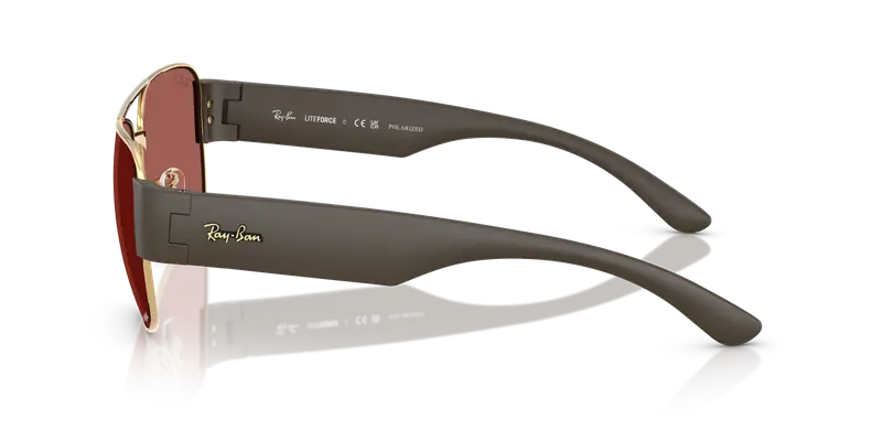 Ray - Ban Unisex RB3756CH 001/AL Occhiali da sole Metallo Oro Viola Squadrata Polarizzata miniatura 3