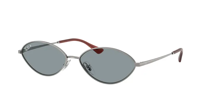 Ray - Ban Unisex RB3757 KAI 004/2V Occhiali da sole Metallo Grigio Blu Rotonda Polarizzata