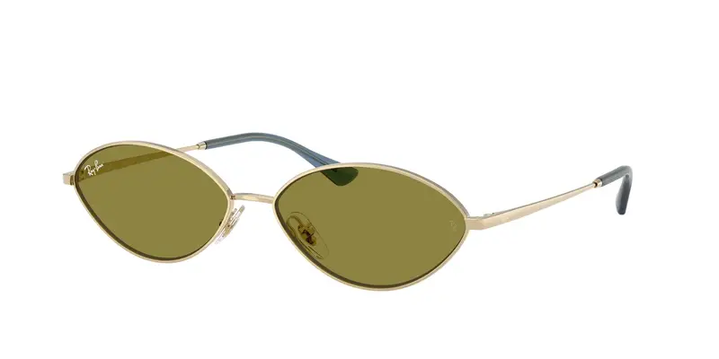 Ray - Ban Unisex RB3757 KAI 9213/2 Occhiali da sole Metallo Oro Verde Rotonda Normale