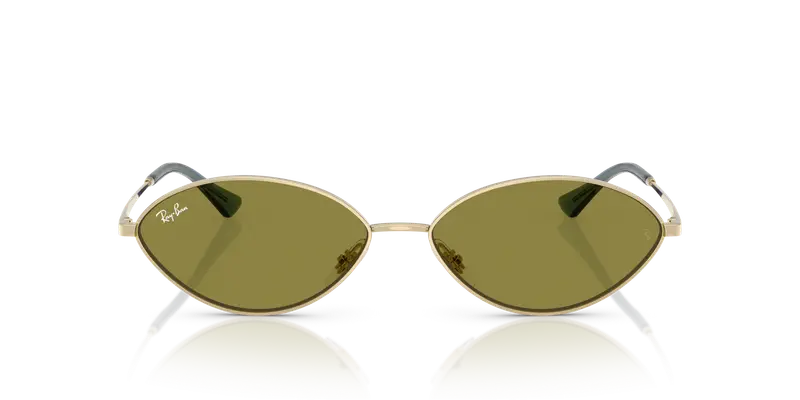 Ray - Ban Unisex RB3757 KAI 9213/2 Occhiali da sole Metallo Oro Verde Rotonda Normale miniatura 2