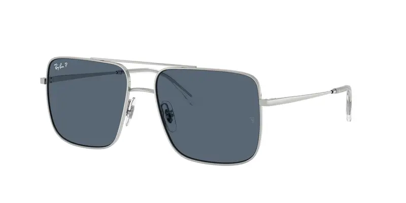 Ray - Ban Unisex RB3758 ARI 003/2V Occhiali da sole Metallo Argento Blu Squadrata Polarizzata